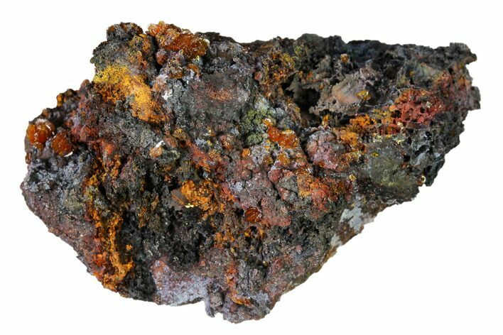 Red-Orange Descloizite Crystals on Matrix - Apex Mine, Mexico #155903